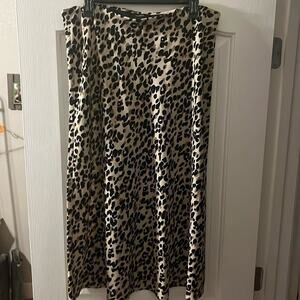 Halogen EUC leopard print cream skirt size L